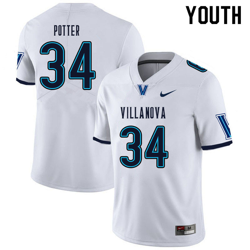 Youth #34 Ethan Potter Villanova Wildcats College Football Jerseys Sale-White - Click Image to Close